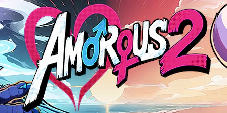 The colorful Amorous 2 logo over illustrated character artwork.