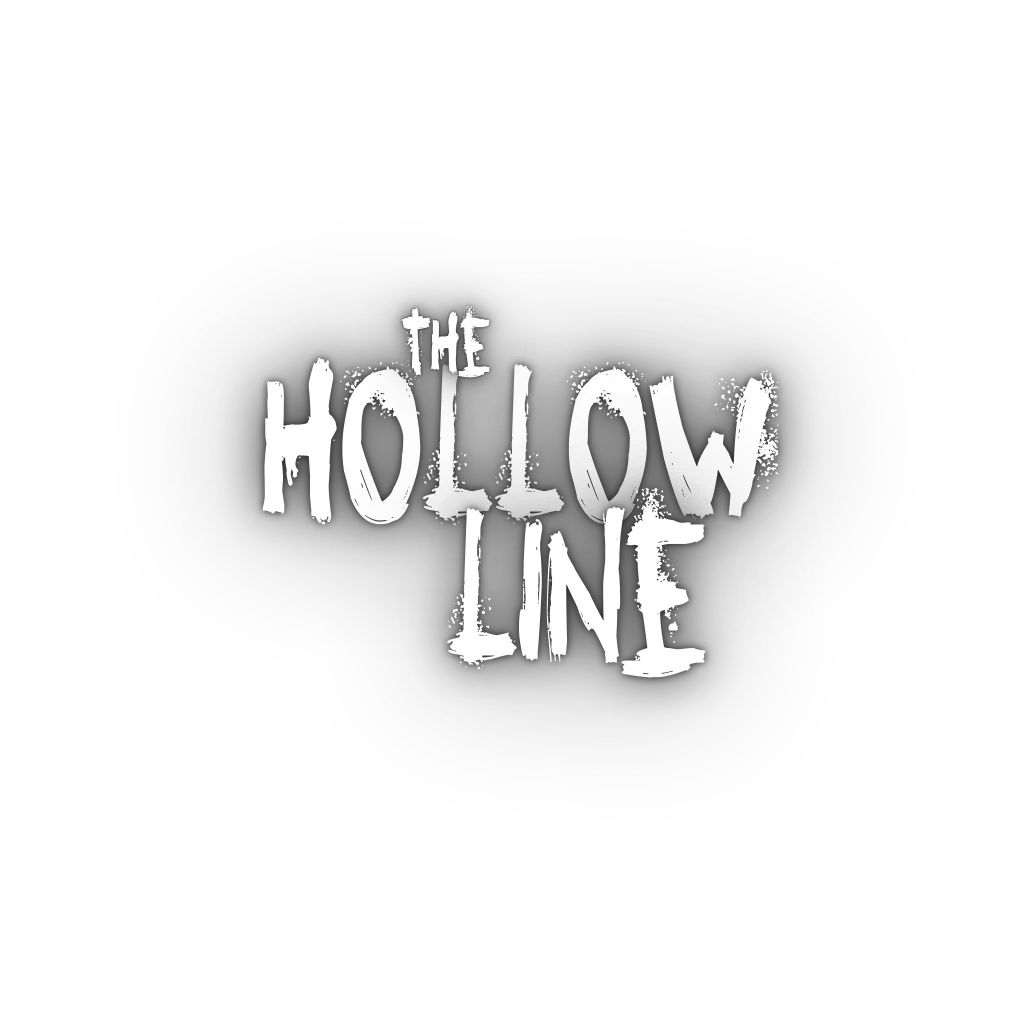 The Hollow Line title rendered in rough white lettering against darkness.